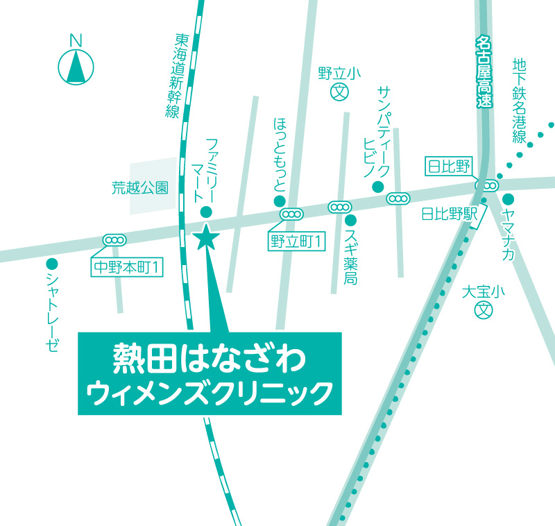 熱田はなざわウィメンズクリニック マップ